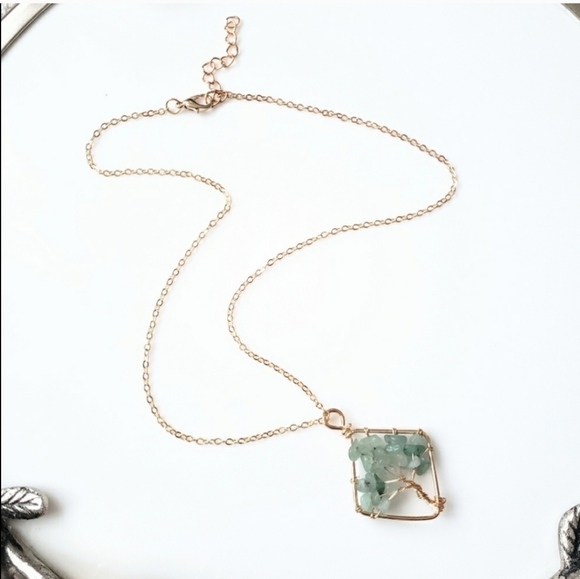 NWOT Natural aventurine tree of life pendant necklace - Picture 4 of 4